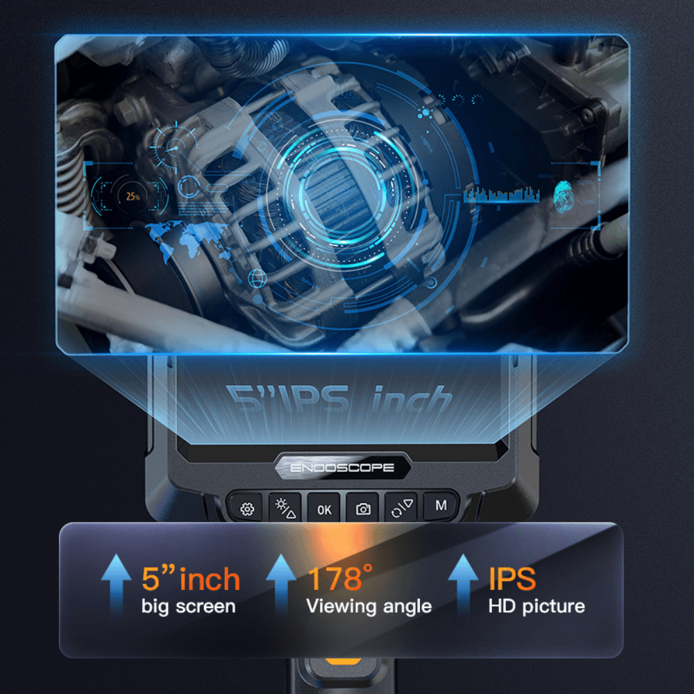Endoscop industrial G10 Pro, camera rotativa 360°, ecran 5" IPS, 1080P,  cablu 5m [7]