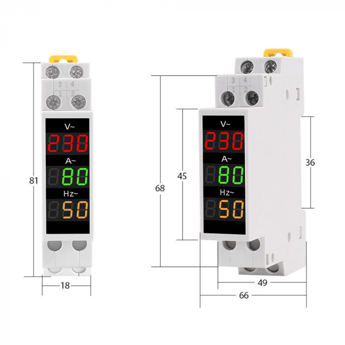 Voltmetru digital monofazic pentru sina tablou DIN, 80-500V AC, TAXNELE TX-VAHZ [2]