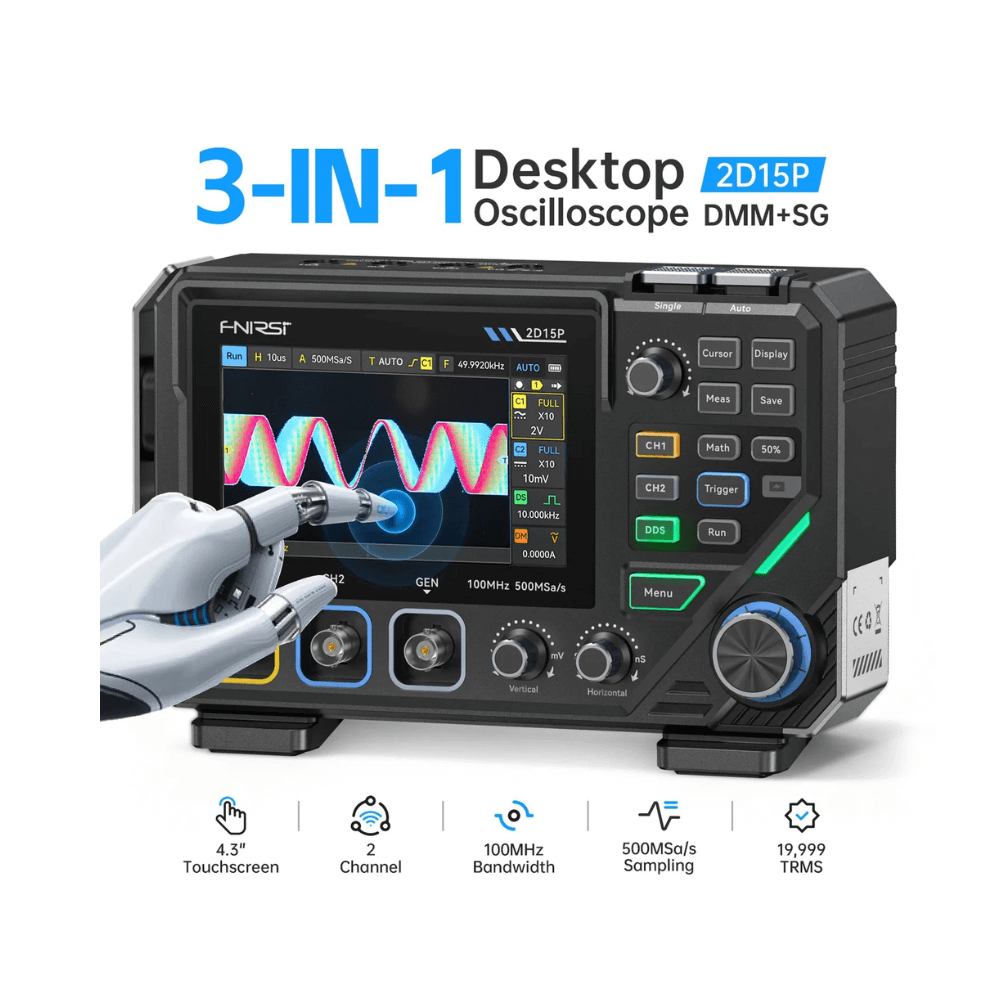 Osciloscop digital 2 canale 100 MHz + multimetru + generator de semnal 3in1 FNIRSI 2D15P [2]