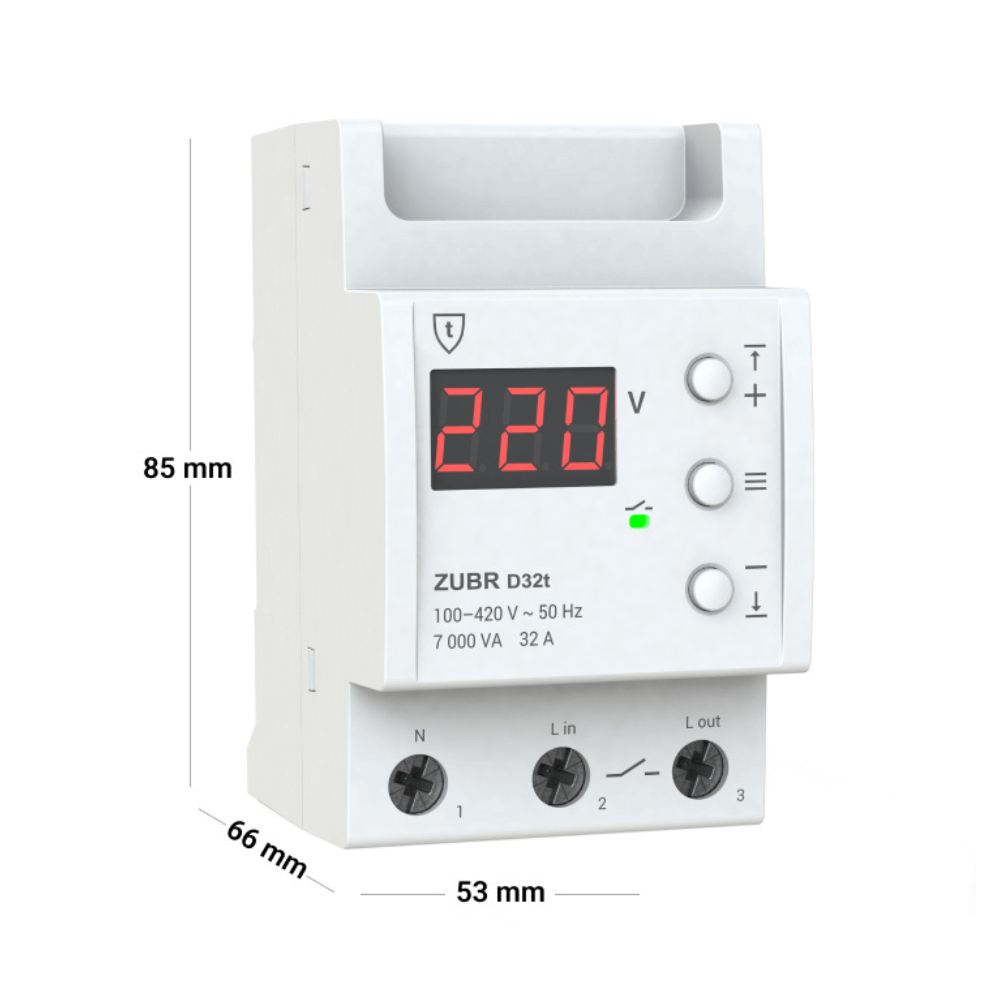 Releu protectie tensiune monofazat, 32A, TrueRMS, ZUBR D32t [2]