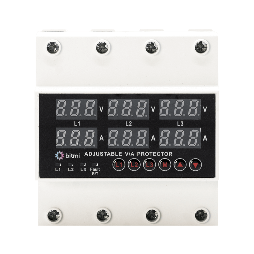 Releu trifazat sincron de protectie la tensiune si curent cu afisaj digital 1-63A, Bitmi 11853 [3]