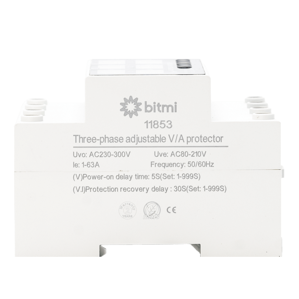 Releu trifazat sincron de protectie la tensiune si curent cu afisaj digital 1-63A, Bitmi 11853 [2]