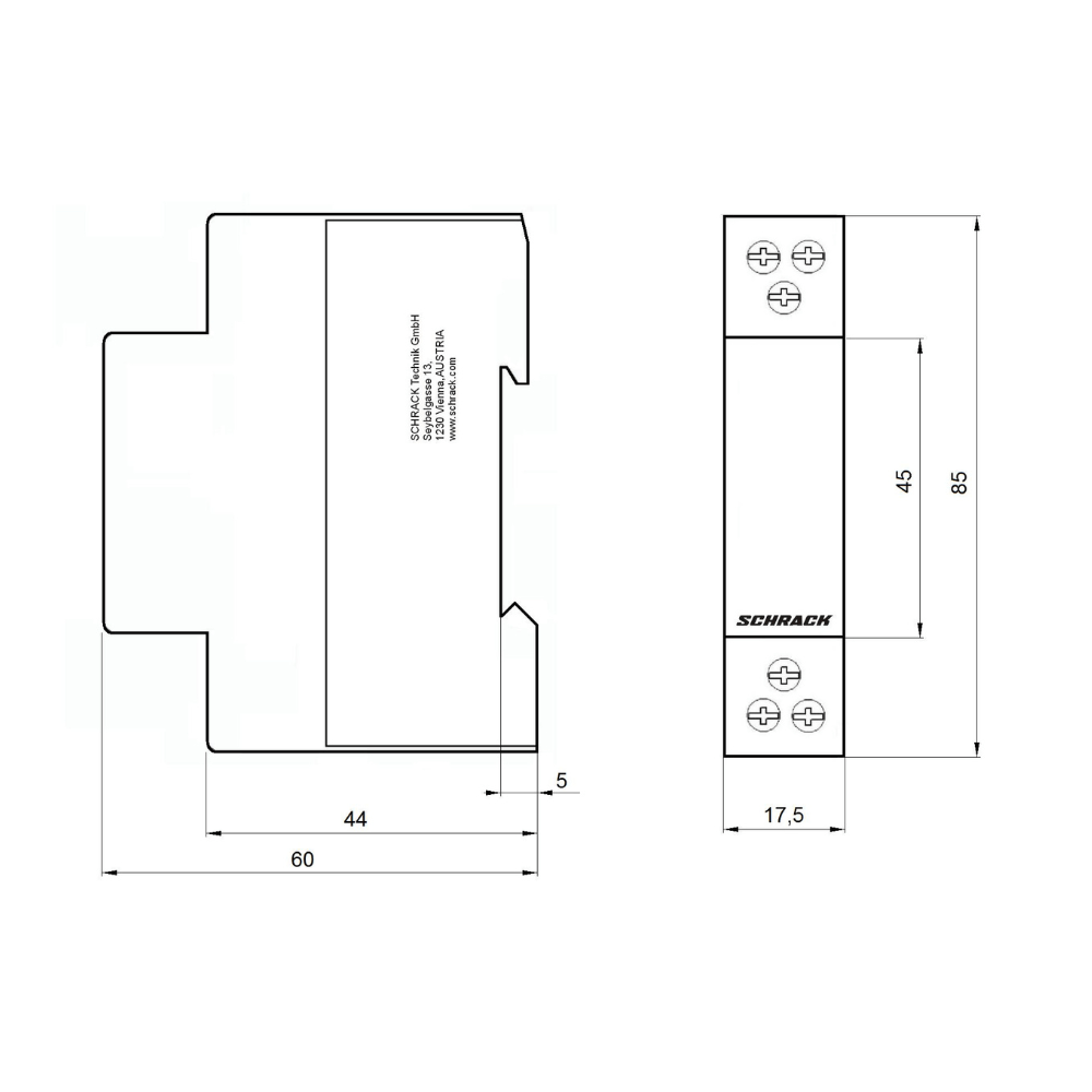 Contactor modular 20A, 230V AC, 2ND, AMPARO, SCHRACK BZ326437ME [2]