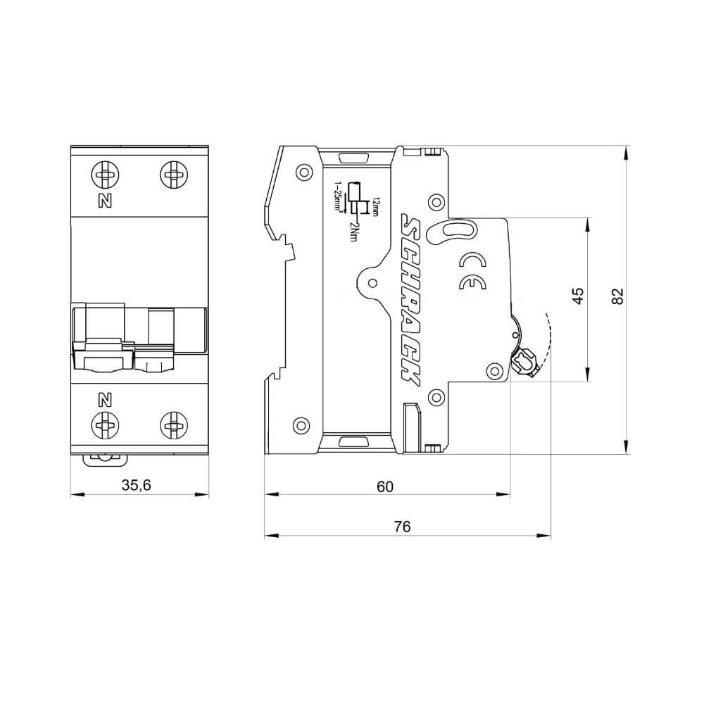 Intrerupator automat diferential AMPARO, 6kA, 1P+N, C 10A, 30mA, tip A, SCHRACK AK667610 [2]