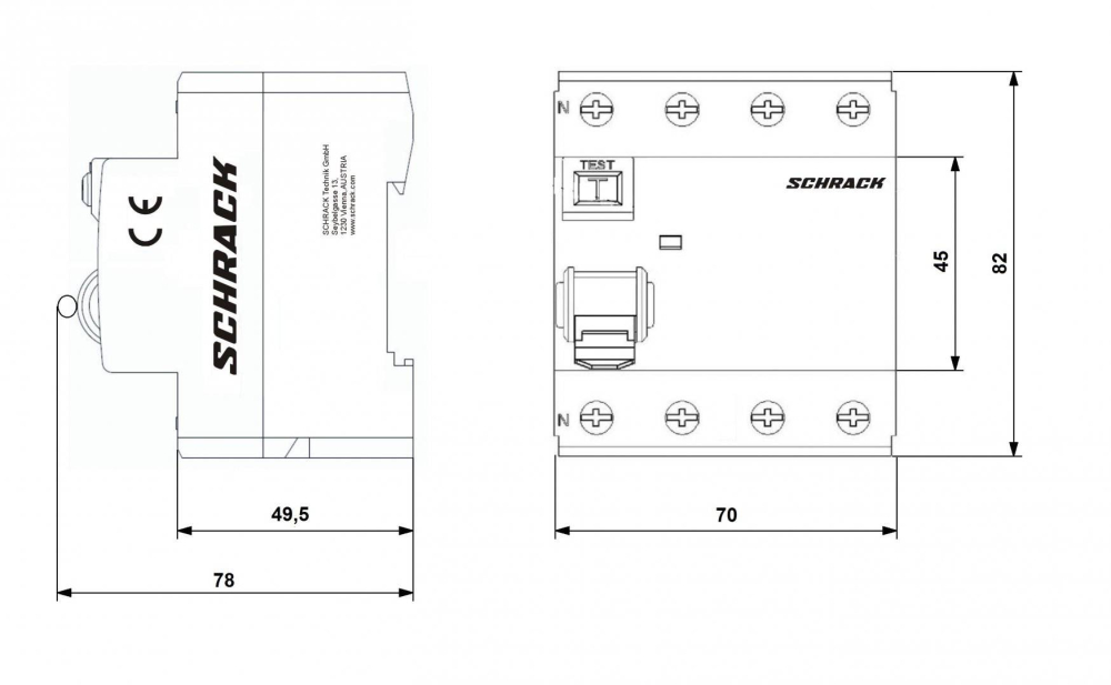 Diferential AMPARO (10kA), 63A, 4-poli, 30mA, tip A, SCHRACK AR056103 [2]
