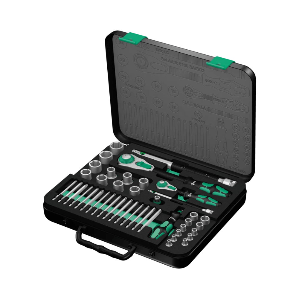 Set chei tubulare cu clichet 8100 SA SC, 1 4 si 1 2, Zyklop Speed, metric, 43 piese, Wera 05160785001
