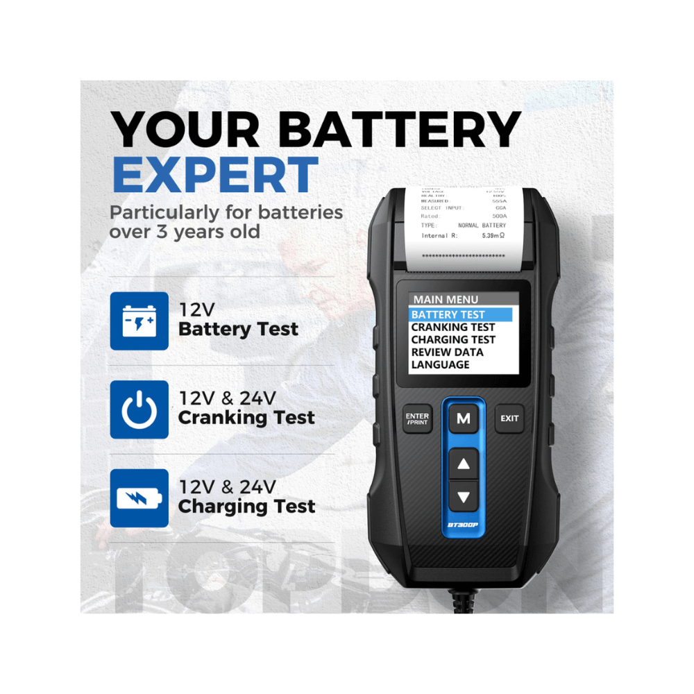 Tester de baterii auto portabil cu imprimanta integrata TOPDON BT300P [2]