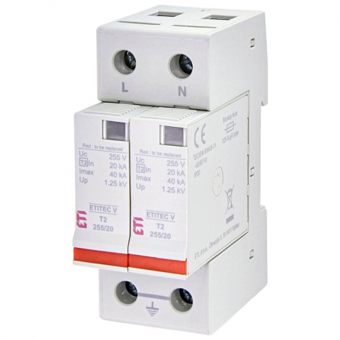 Descarcatoare de Supratensiune - Protectie supratensiune ETITEC V T2 255/20 1+1 - ETI 002442954