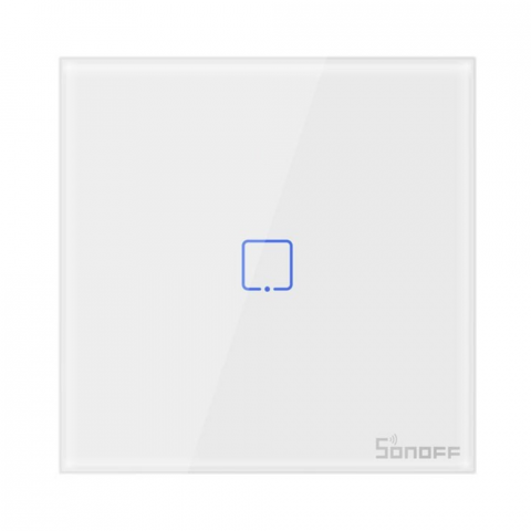 Smart Home - Buton touch Smart, Wifi + RF, 1 canal, alb, 433MHz, Sonoff T2EU1C-RF