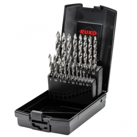 Burghie pentru Metal - Set burghie,19 piese, HSS UltimateCut FlowStep DIN 338, RUKO 259214RO