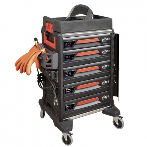 Truse Scule - Trusa carucior cu scule izolate 1000V VDE eMobility Wiha 45801, 102 piese