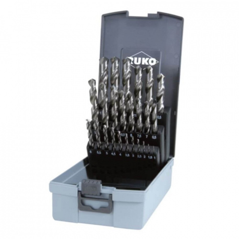 Burghie pentru Metal - Set burghie Ruko 214215RO DIN 338 tip N, HSS-G, 25 piese