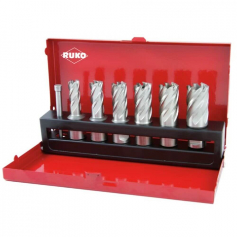 Burghie pentru Metal - Set 7 carote HSS cu prindere Weldon 3/4 Ruko 108820