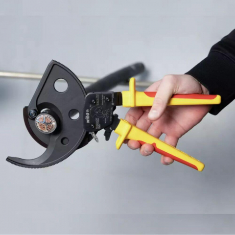 Cleste tip foarfeca cu clichet pentru taiat cabluri electrice mari 62 mm, Wiha 46675 [3]