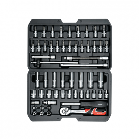 Trusa chei tubulare si biti 1/4", 56 piese - Yato YT-14501