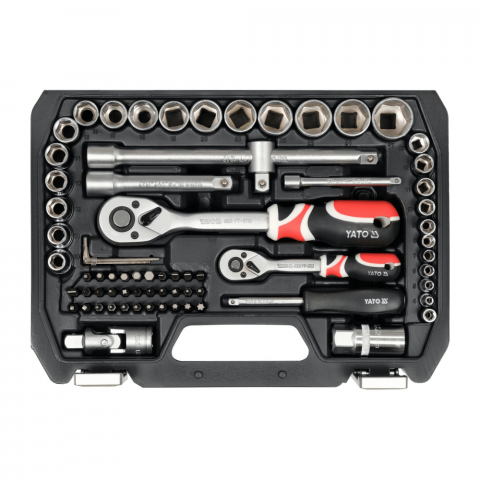 Set 72 piese chei tubulare si biti 1/4" si 1/2" Yato YT-38782