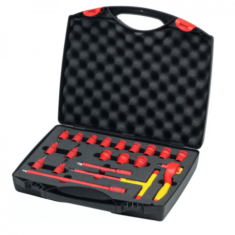 Scule si Unelte - Set tubulare izolate VDE, antrenor cu clichet 3/8", 20 piese - Wiha 43023