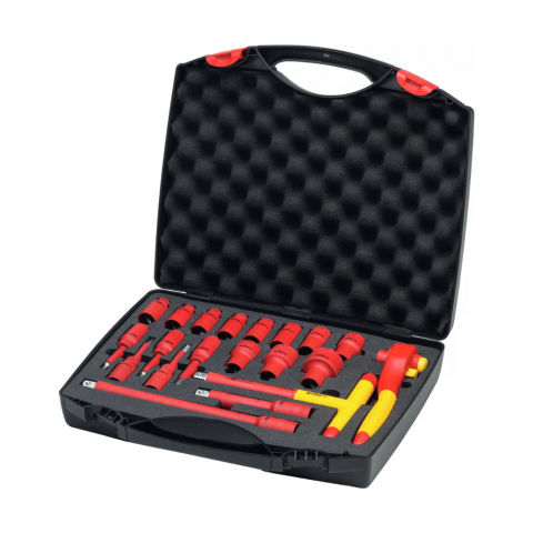 Scule si Unelte - Set 21 unelte Wiha 43024 izolate VDE cu tubulare si antrenor cu clichet 1/2"