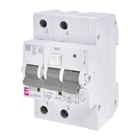 Dispozitive AFDD detectare defect arc electric - Siguranta AFDD detectare arc electric KZS-AFDD 3M2p A B13/0.03 ETI 002173813