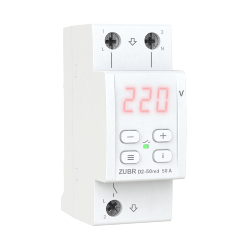 Releu protectie tensiune ZUBR D2-50 Red 50A monofazat 230V TrueRMS