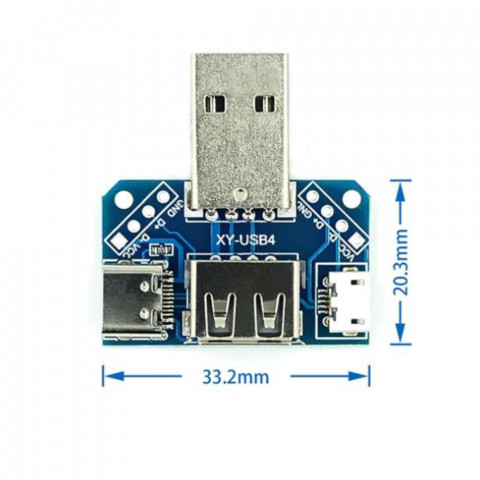 Adaptor USB la microUSB si Type-C 2.54mm 4 pini [2]