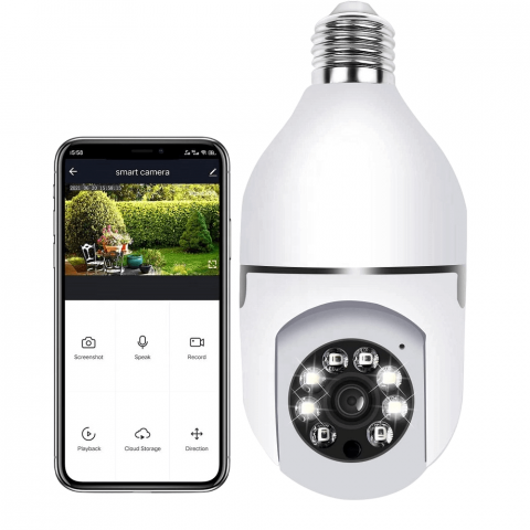 Camere Supraveghere - Camera de supraveghere PTZ 5MP 3K tip bec cu soclu E27 si WiFi, Bitmi 11407