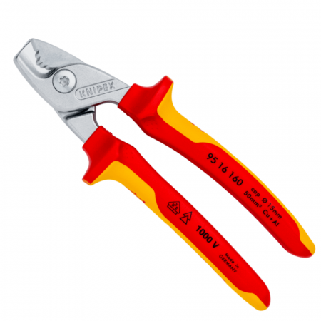 Clesti de Taiat - Cleste foarfeca VDE pentru taiat cabluri, Knipex StepCut 95 16 160
