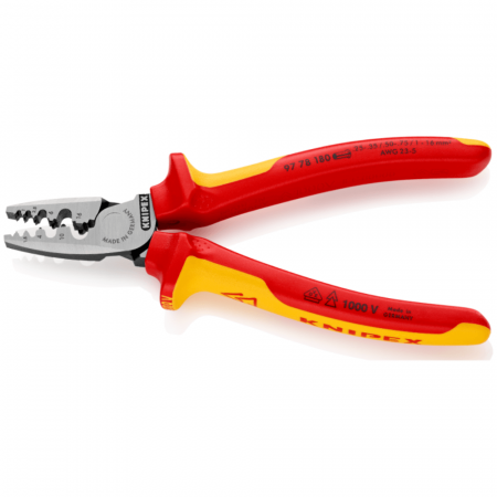 Cleste sertizare ferule, 0.25 - 16 mm², izolat VDE, Knipex 97 78 180 [1]