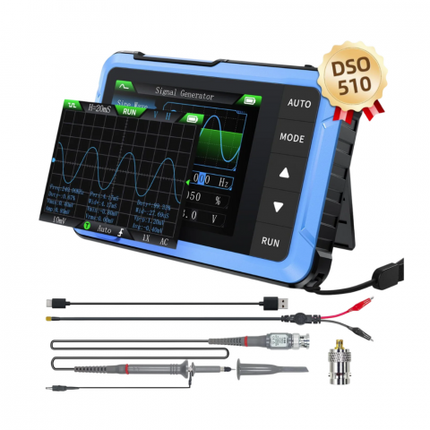 Osciloscop digital 2 in 1, 10MHz, 48MS/s, generator de semnal, FNIRSI DSO-510 [2]