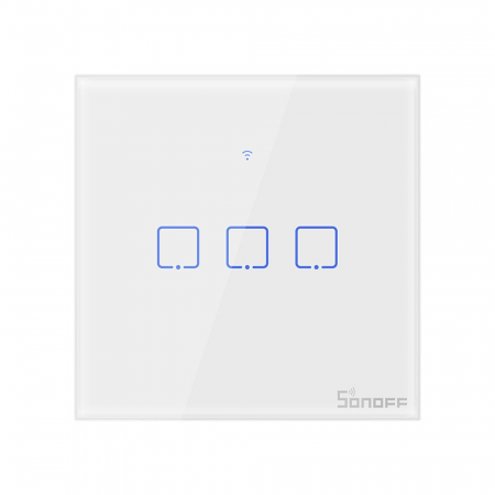 Intrerupator smart cu touch, Wifi 2.4GHz, 3 canale, 3A, Sonoff T0EU3C-TX