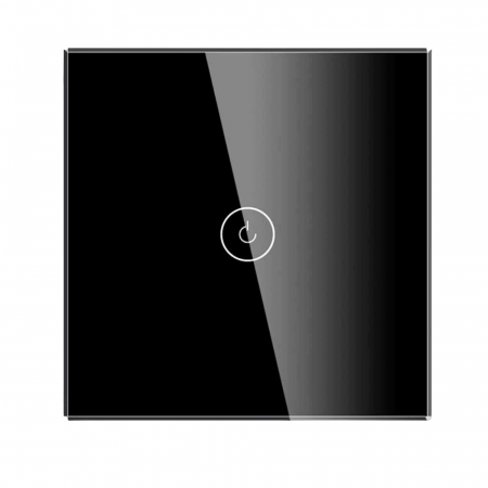 Smart Home - Intrerupator smart cu touch, Wifi, fara nul, 1 canal, negru, 10A, 2.4 GHz