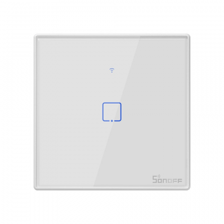 Intrerupator smart cu touch, Wifi + RF 433MHz, 1 canal, 2A, alb, Sonoff T2EU1C-TX