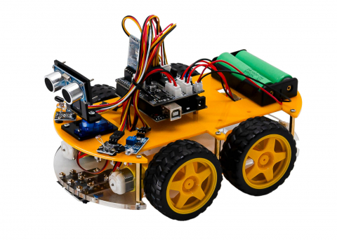 Kituri Electronice - Kit de masina 4WD cu senzor ultrasonic HC-SR04, Bitmi 10088
