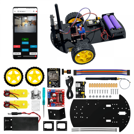 Kit de robot STEM 2WD cu modul ESP32 si camera Wifi [1]