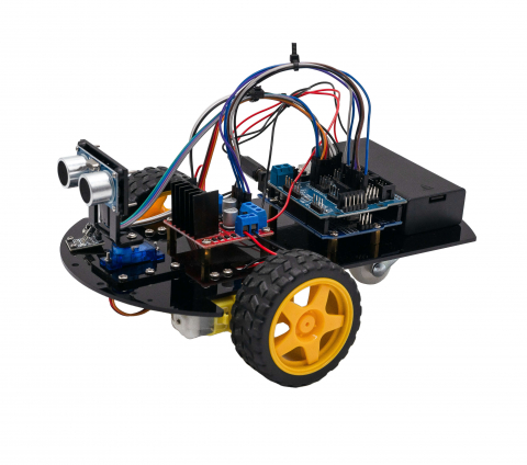 Kituri Electronice - Kit de robot cu senzor ultrasonic HC-SR04, Bitmi 10083