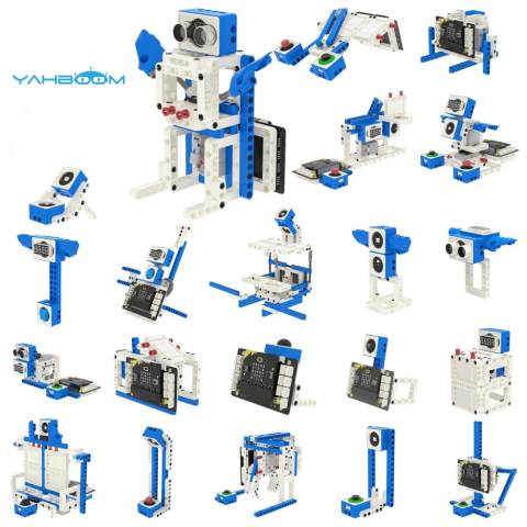 Electronica - Kit de robot tip STEM 21 in 1 Word of Module, compatibil cu placa Micro:bit V2, Yahboom