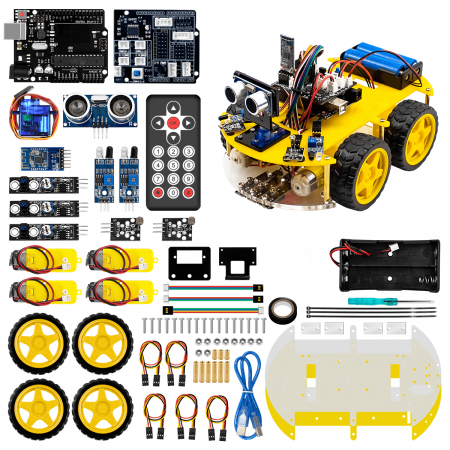 Kit Arduino de masina 4WD cu senzor ultrasonic HC-SR04 [0]