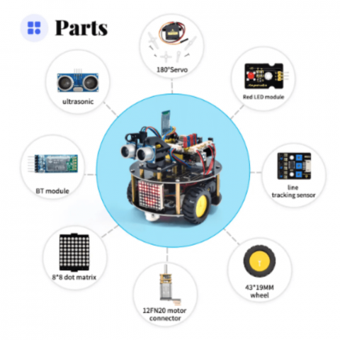 Kit robot STEM Keyestudio KS0558 Smart Little Turtle Car V3.0, 2WD [4]