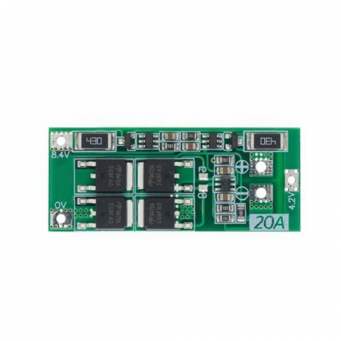 Modul BMS pentru acumulatori li-ion, 2S, 8.4V, 20A, cu balansare [1]