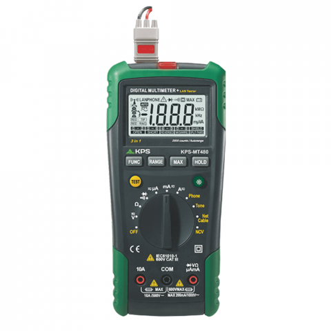 Aparate de Masura si Control - Multimetru digital cu tester LAN, 1000VDC / 750VAC, 10A AC/DC, KPS MT480