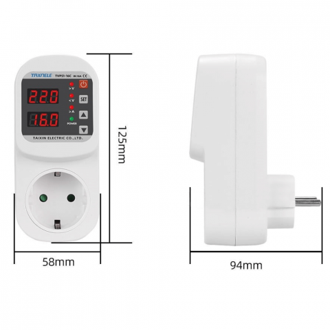 Priza cu protectie la tensiune si curent, 110-220V AC, 16A, TAXNELE TVPS1-16C [1]