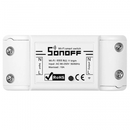 Releu inteligent cu 1 canal, Wifi 2.4 GHz, 10A/2200W, Sonoff Basic R2