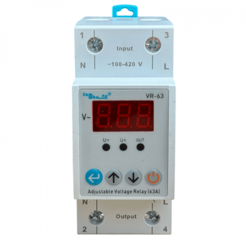 Contoare si Relee Electrice - Releu de protectie la tensiune si curent, ajustabil, 0-450V, VR-63