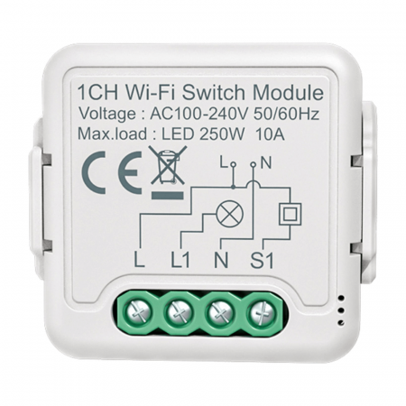 Smart Home - Releu Smart pentru sisteme de iluminat, Wifi, 1 canal, 220V, 2.4GHz