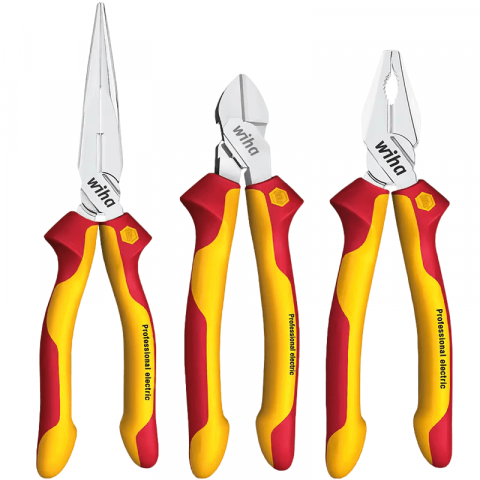 Clesti Electrician 1000V - Set 3 clesti profesionali VDE DynamicJoint® pentru electricieni Wiha 26852