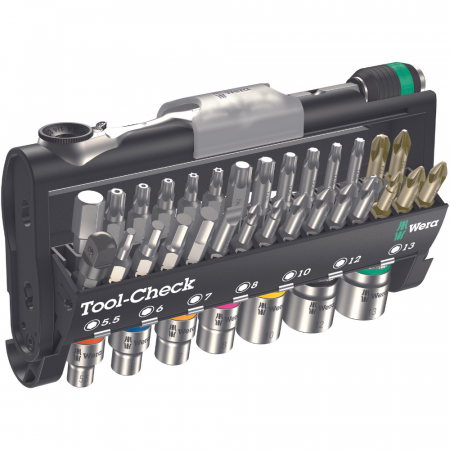 Set cheie cu clichet, biti si tubulare, 38 piese, Tool-Check 1 SB, Wera 05073220001 [1]