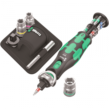 Set de surubelnita cu biti si tubulare, 18 piese, 8009 Zyklop Pocket Wera 05004281001 [1]