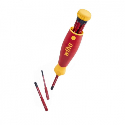 Surubelnite Electrician 1000V - Surubelnita VDE cu magazie de biti PocketMax® pentru electricieni Wiha 45296