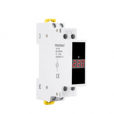 Contoare si Relee Electrice - Voltmetru digital pentru sina tablou DIN, 80-500V AC, TAXNELE TX-1R