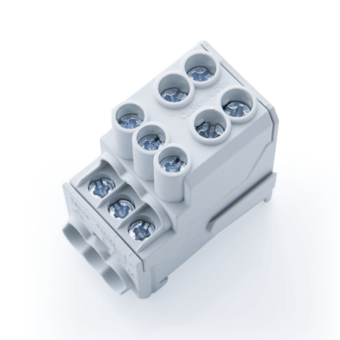 Bloc de distributie, Cu, 1 pol, 100A, 2x25/6x10 mmp, gri, SCHRACK IKB01025 [1]